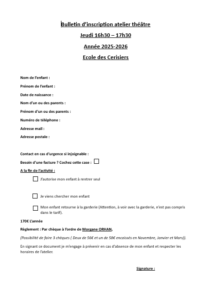 Bulletin d'inscription